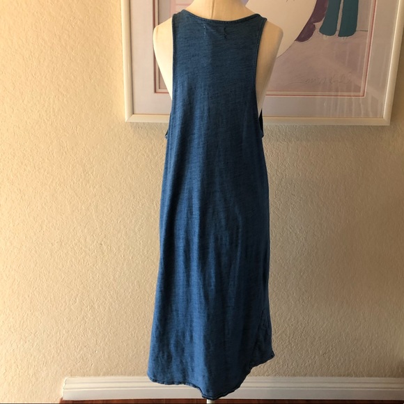 One X Oneteaspoon Blue Cotton Drifter Throwover Sleeveless Tank Midi Dress - Picture 7 of 10